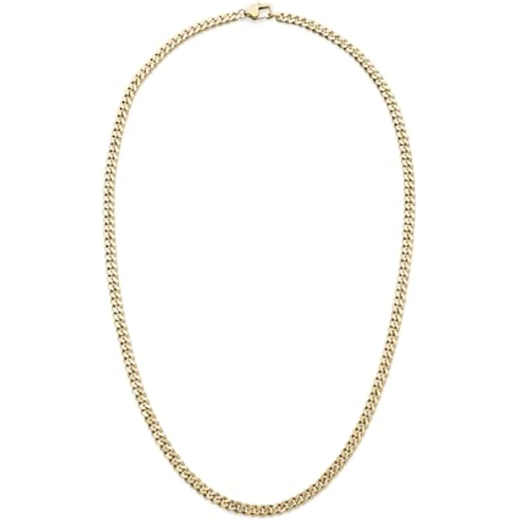 s.Oliver Herren Necklace, Halskette aus mattiertem Edelstahl in IP Gold, Panzerkette 50 cm, wasserfest & hautfreundlich – Bild 1