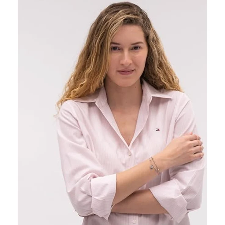 Tommy Hilfiger Damen-Armband mit Herzanhänger, mehrlagig, verstellbar, Edelstahl, silberfarben – Bild 3