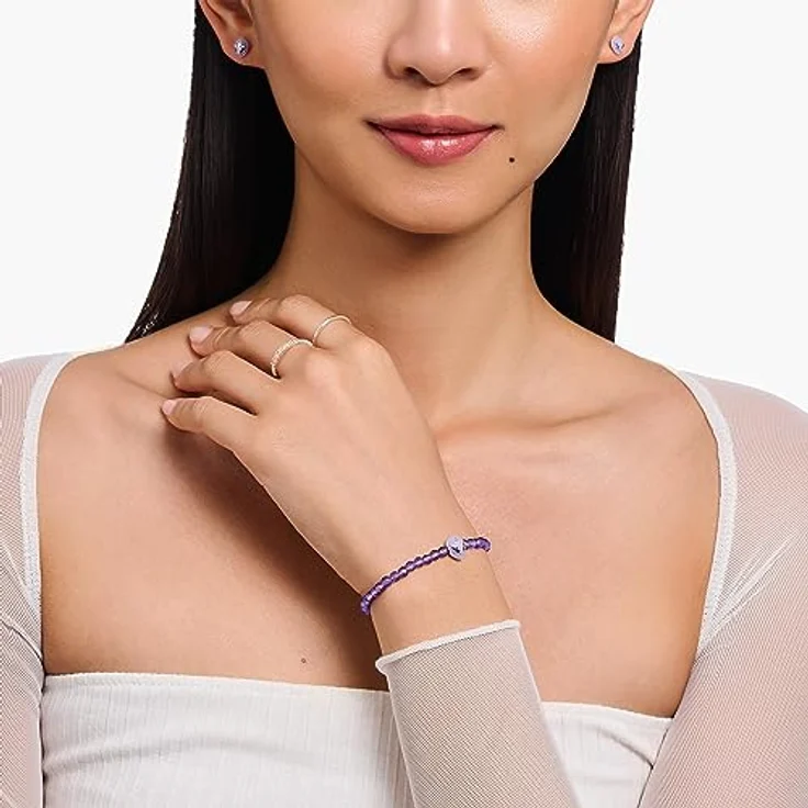 THOMAS SABO Armband Beads, Alienkopf mit violetter Kaltemaille, aus 925er Sterlingsilber – Bild 3