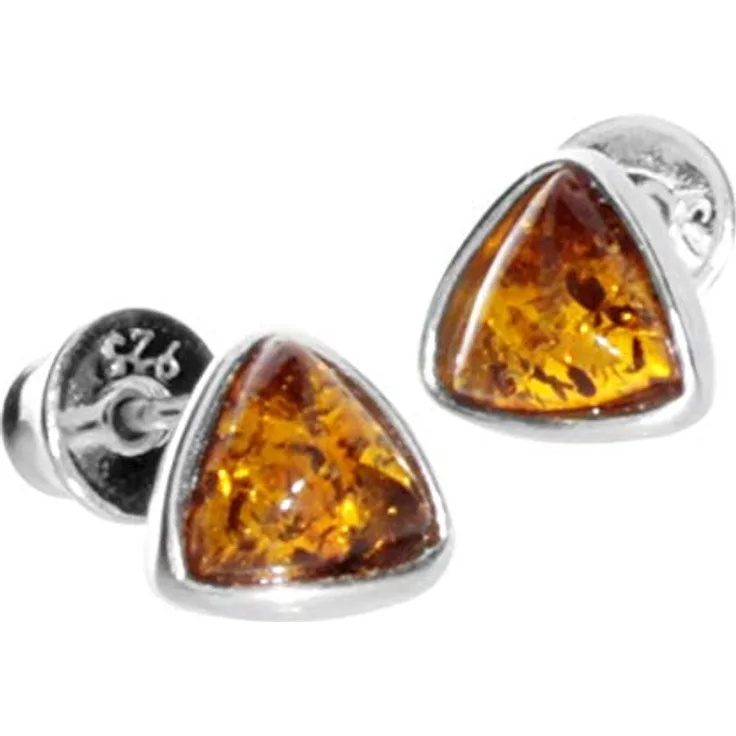 Ostsee-Schmuck Ohrstecker Classic, 6x6x6 mm, Silber 925/000 mit Bernstein, Unikat im Geschenketui