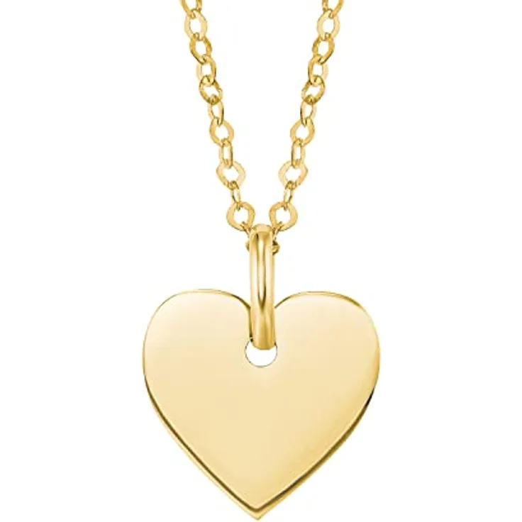 Amor Halskette mit Herz-Anhänger, 42 cm, 585er Gold, inkl. Geschenkbox, individuell gravierbar
