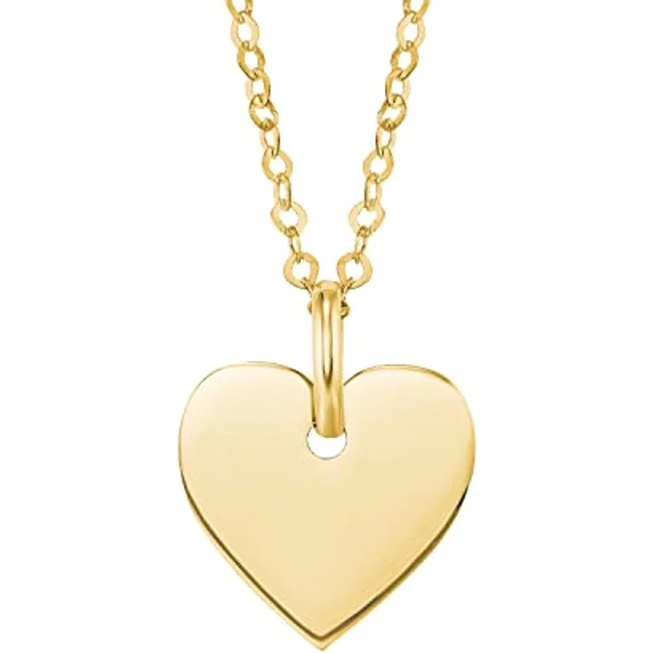 Amor Halskette mit Herz-Anhänger, 42 cm, 585er Gold, inkl. Geschenkbox, individuell gravierbar – Bild 1