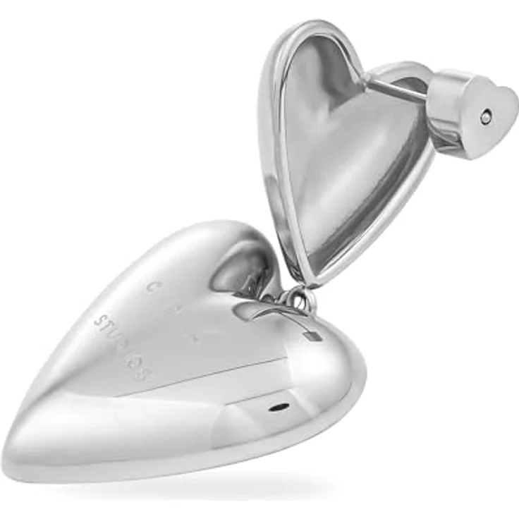 COPENHAGEN STUDIOS Puffy Hearts Ohrringe - silber - voluminöse Damen-Ohrstecker aus poliertem Edelstahl, wasserfest & hautfreundlich – Bild 2