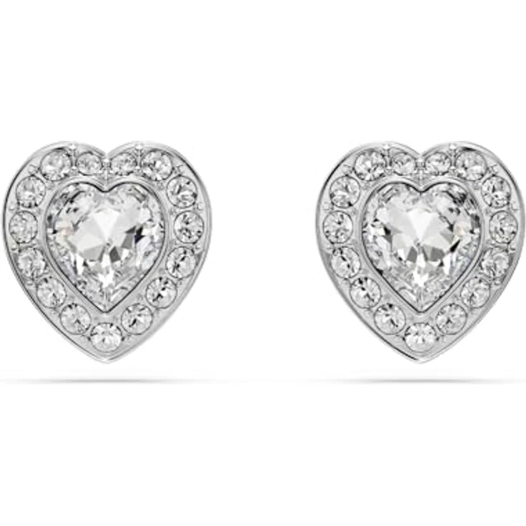 Swarovski Ariana Grande x Swarovski Ohrstecker, rhodinierte Ohrringe mit Kristallherzen in klarem Pavé, Größe: 1 x 0.9 cm – Bild 5