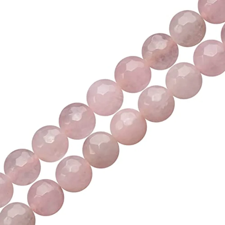 SKYBEADS Rosenquarz Facettierte Perlen 4mm zum Auffädeln, 38cm Strang mit ca. 90 Stück, Edelstein in pink – Bild 5