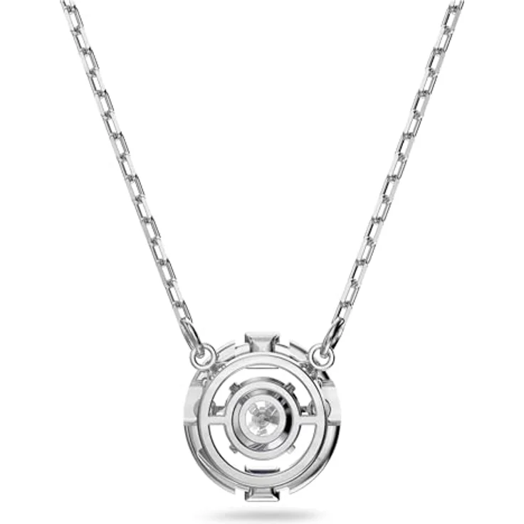 Swarovski Una Halskette, Rund, Weiss, Rhodiniert, Kristallpavé Akzente – Bild 4