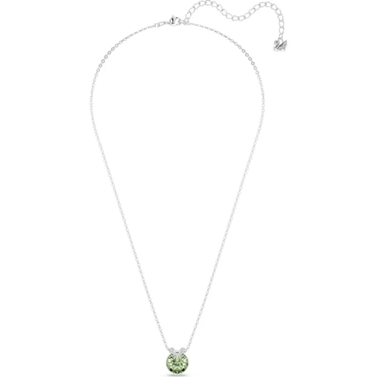 Swarovski Bella V Kettenanhänger, Rundschliff, Grüner Kristall mit Goldlegierungsschicht, Elegante Pavé-Akzente – Bild 2