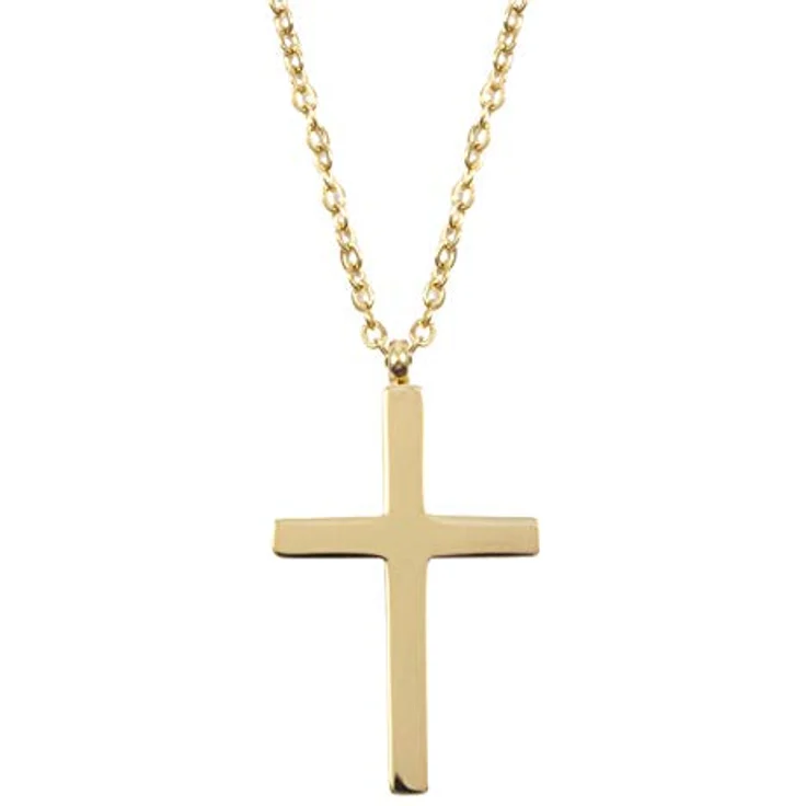 Happiness Boutique Damen Kette mit Kreuz Anhänger, filigrane Edelstahl Halskette in Goldfarbe, für formelle und informelle Anlässe – Bild 1