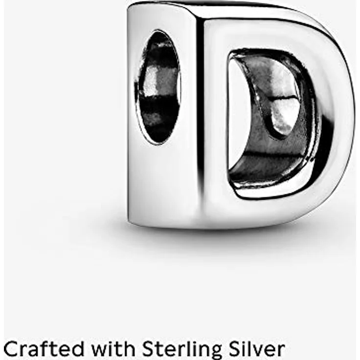 PANDORA Moments Buchstabe D, wendbares Alphabet-Charm aus Sterling-Silber mit geprägten Herzen und Perlen - kompatibel mit Armbändern der Moments Kollektion – Bild 3