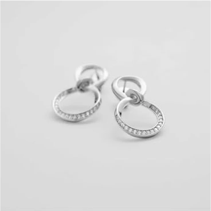 JETTE Damen-Ohrhänger 925er Silber, recycelte Zirkonia, One Size, Silber 32029957 – Bild 2