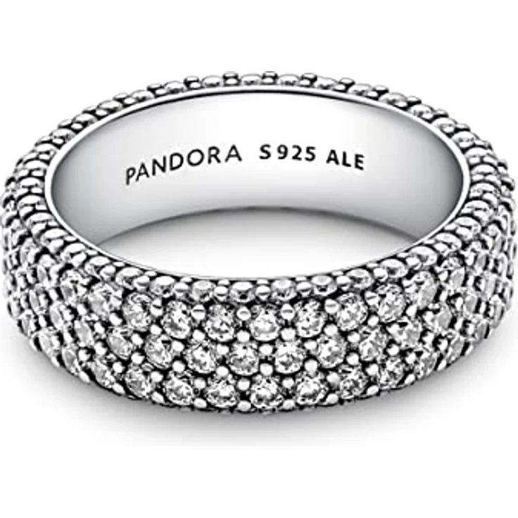 PANDORA Timeless Dreireihiger Pavé Ring, Sterling Silber mit Cubic Zirkonia, Größe 56, 192634C01-56 – Bild 3