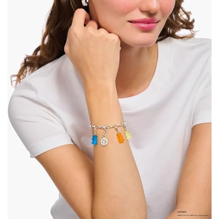 THOMAS SABO Charm-Einhänger THOMAS SABO x HARIBO, Goldbär mit Kristallglas, verspieltes Design für Armbänder und Ketten – Bild 2