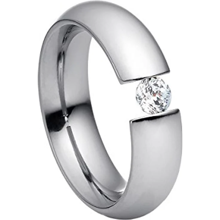 Heideman Damenring Intensio, Edelstahl silber farbend poliert mit Zirkonia Stein, Brillant Schliff 4mm, antiallergen – Bild 1