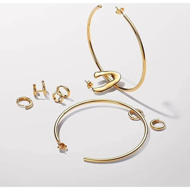 Pandora Essence Organisch Geformter Kreis & Barocke Behandelte Süßwasserzuchtperlen Ohrringe aus Sterling Silber mit vergoldeter Metalllegierung, einzigartige Perlenvariationen, 263281C01 – Bild 4