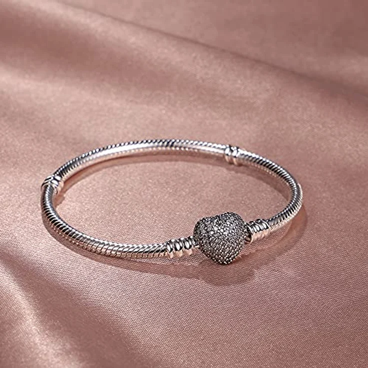 TINSLO Damen Armband 925 Sterling Silber, Schlangen Gliederarmband mit Herzverschluss, perfektes Geschenk zu Valentinstag, Muttertag und Geburtstag – Bild 2