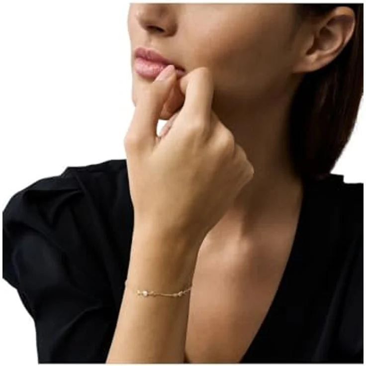 Emporio Armani Damenarmband, Sterlingsilber mit Karabiner- und Schieberverschluss, Gelbgold – Bild 4