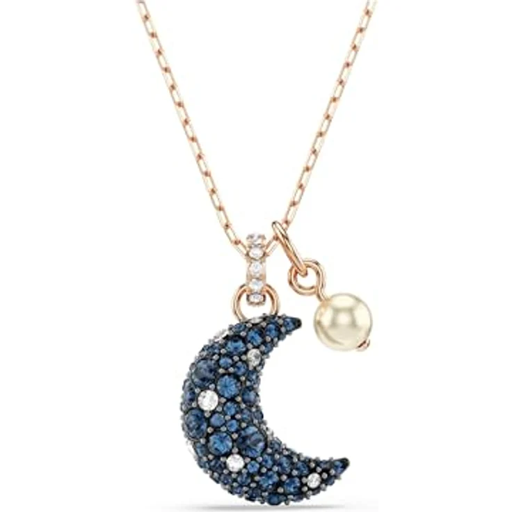 Swarovski Sublima Halskette, Rosé Vergoldete Damenhalskette mit Mondanhänger und Strahlenden Swarovski Kristallen – Bild 1