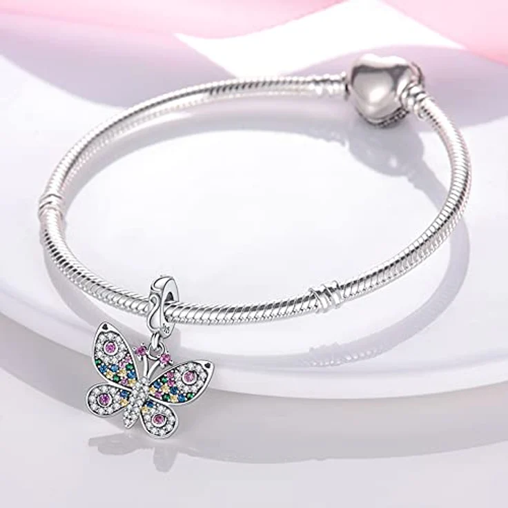 Pandach Damen Charm Anhänger 925 Sterling Silber, Zirkonia Charms Beads für Armband und Halskette, kompatibel mit Europäischen Armbändern – Bild 2