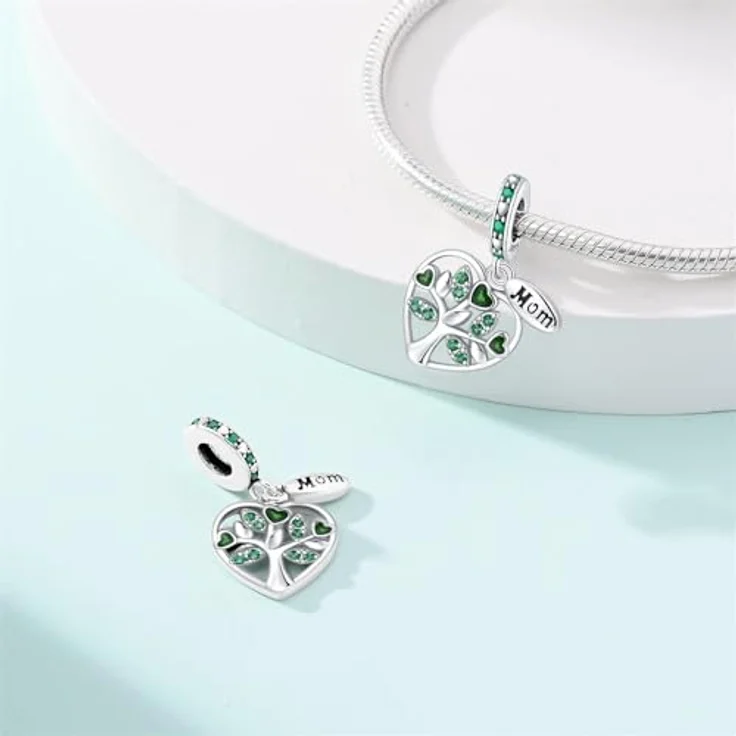 LNQOBU Silber 925 Charms Anhänger für Armbänder, kompatibel mit Pandora, inkl. bunter Spacer Beads – Bild 2