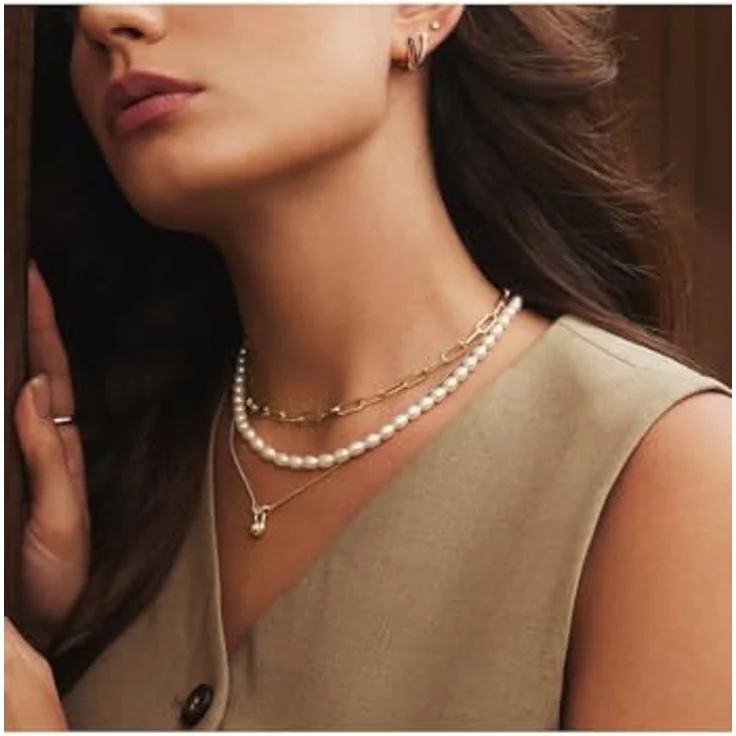 ANIA HAIE TRAILBLAZER Linked Locket Dangle Necklace, 925 Sterling Silber 14k vergoldet, mit 11 Zirkonia, Länge: 40,5 cm + 5 cm Verlängerung, inkl. Geschenkverpackung – Bild 2