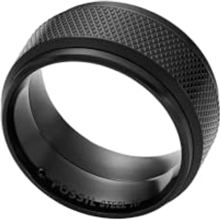 Fossil Herren-Edelstahlband Ring, Schwarz, Matt und glänzend, Größen 18-21 – Bild 3