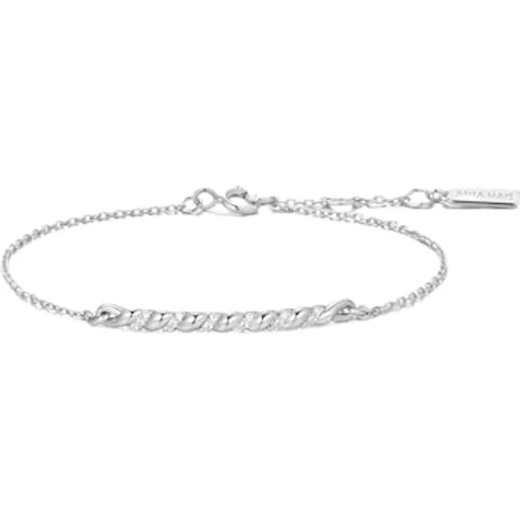 ANIA HAIE TIDE ECHO Damen Armband aus 925 Sterling Silber, besetzt mit 18 Zirkonia, Länge 16,5 cm + 2 cm Verlängerung, inkl. Geschenkverpackung