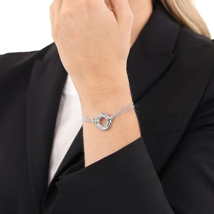 JOOP! Halskette 925 Sterling Silber für Damen, Halsschmuck mit Zirkonia-Steinen, rhodiniert, 17+3 cm mit Karabinerverschluss, inklusive Schmuckbox – Bild 2