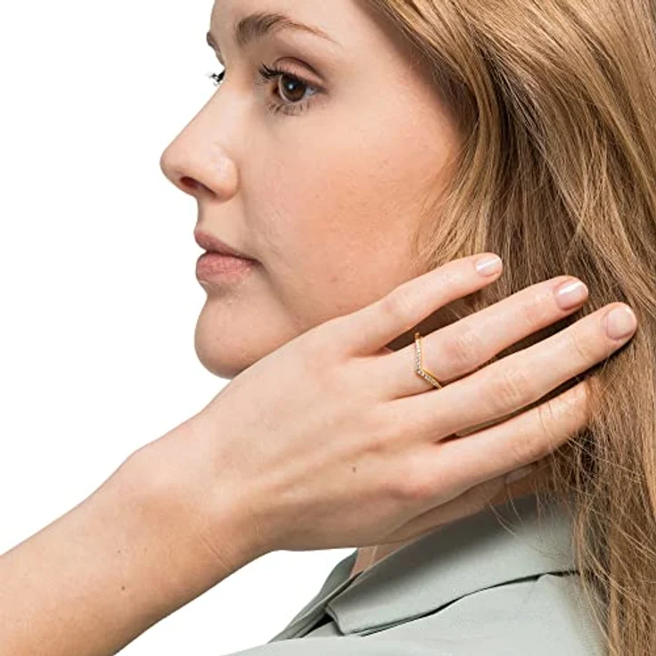 Heideman Ring Nele, Damenring aus silber-goldfarbenem Edelstahl mit weißen polierten Stein, hypoallergen und robust – Bild 2