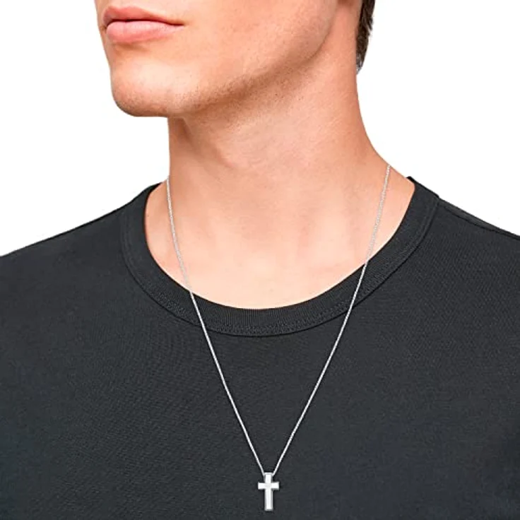 s.Oliver Herren Kette mit Kreuz-Anhänger, Edelstahl, 55+5 cm, Silber, in Schmuck Geschenk Box, 2035529 – Bild 4