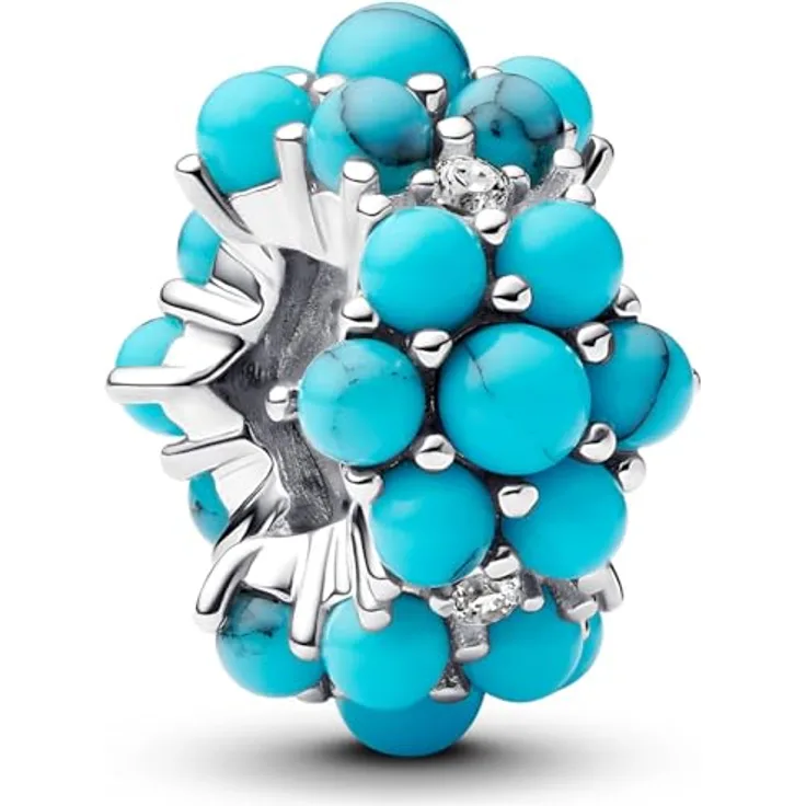 PANDORA Moments Türkisfarbenes Ozean Charm aus Sterling Silber mit Zirkonia, Kompatibel mit Moments Anhängern, 793897C02
