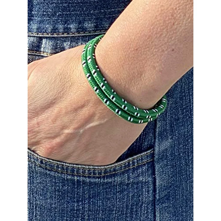 Galeara Noa Segeltau Armband, Geflochtenes Nautisch Armband mit Edelstahl Magnetverschluss, Grün-Weiß, Größe 175 mm – Bild 3