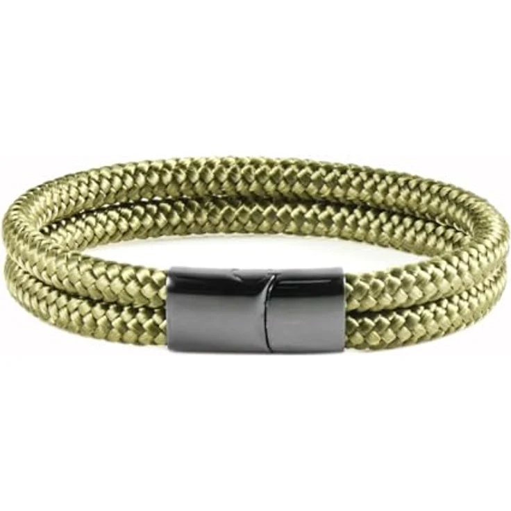 Galeara Noa, Segeltau Armband Geflochten mit Magnetverschluss, Schwarz-Grün, 205 mm, hochwertiges Nautisches Design – Bild 2