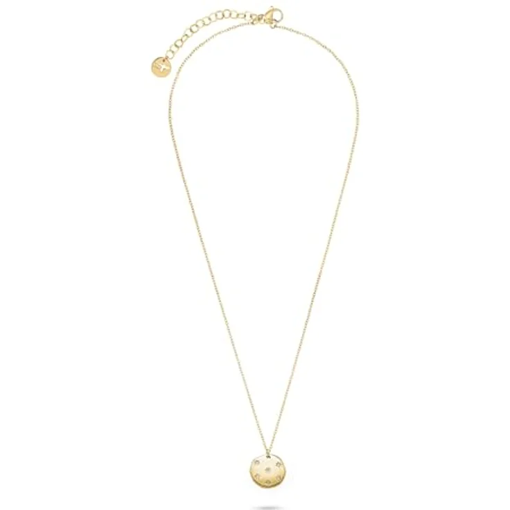 Tamaris TJ-0646-N-45, Damen Halskette aus Edelstahl in IP Gold mit Plättchenanhänger und Zirkoniasteinen, 45 cm – Bild 2