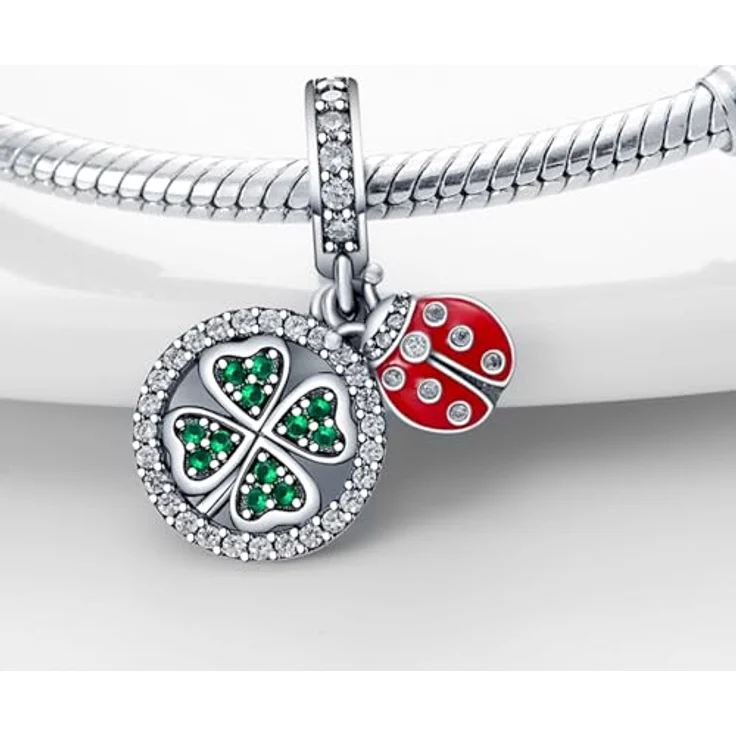 HappyStar Charms Anhänger Silber 925, roter Beads Charm Anhänger mit Zirkonen, kompatibel mit europäischen Armbändern und Halsketten für Frauen, inklusive kostenloser Abstandsperle und Geschenktasche – Bild 4