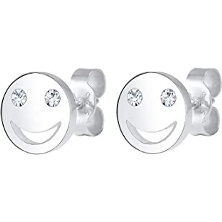 Elli Ohrringe Damen Ohrstecker Smile Face mit Glaskristall, 925 Sterling Silber – Bild 3