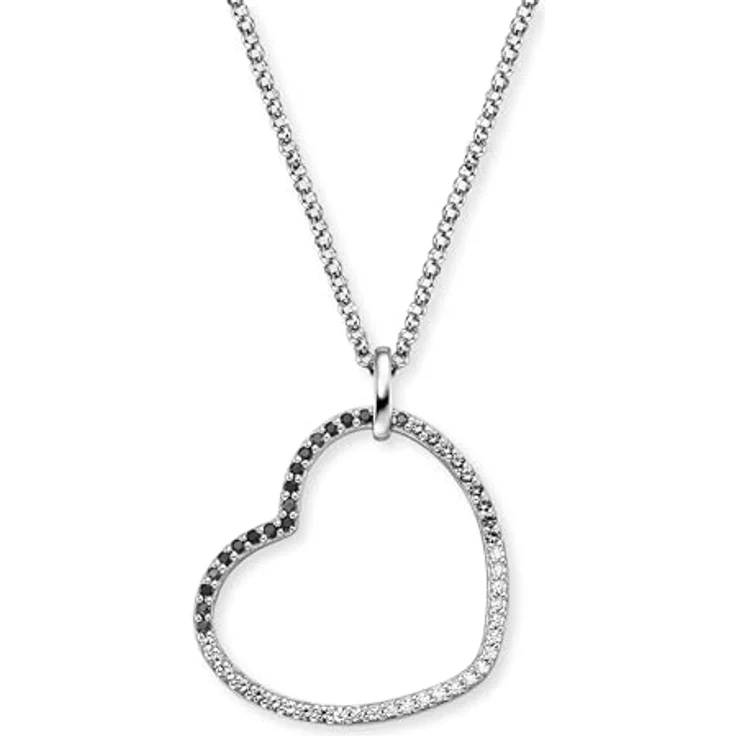 Engelsrufer Kette Herz Shade Silber Schwarz, 925er Sterlingsilber mit Zirkonia, Karabinerverschluss, verstellbar von 42 bis 50 cm – Bild 1