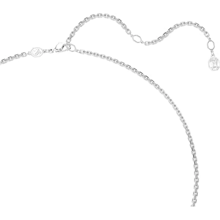 Swarovski Millenia Anhänger, Rhodinierte Damenhalskette mit klarem Kristallelement im Oktagon-Schliff und kanalgefassten Kristallen, Länge: 65-75 cm – Bild 4