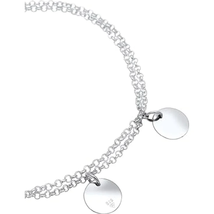 Elli Damen-Armband Kreis Layer Geo Plättchen, 925 Sterling Silber, 16 cm, handgefertigt, hochglanzpoliert – Bild 4