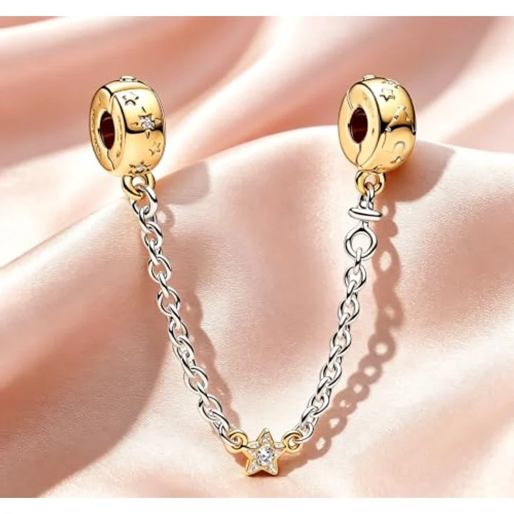 WEIMU Charms Stopper Gold 925 Sterling Silber für Armband, hypoallergen und sicher für empfindliche Haut, (Golden 15) – Bild 2