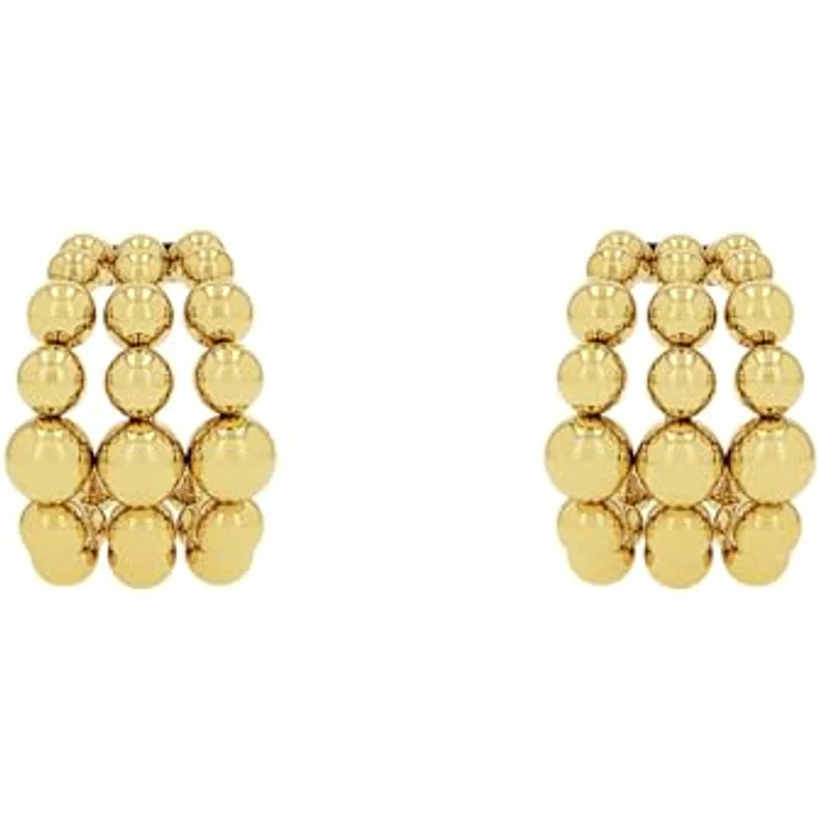 JOOP! Creolen Edelstahl Damen Ohrschmuck, 20x15 mm, IP-Gold, Bead-Optik, mit Steckverschluss, in Geschenkbox, 2039831 – Bild 4