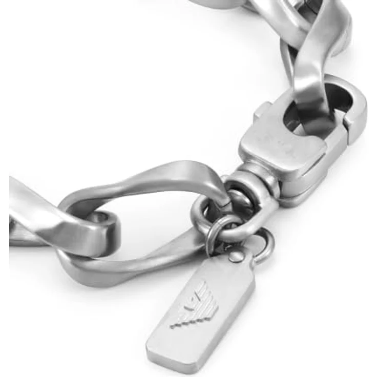 Emporio Armani Herren Armband EGS3302040, Silberfarbenes Edelstahl mit gebürstetem Finish, 185 mm lang – Bild 4