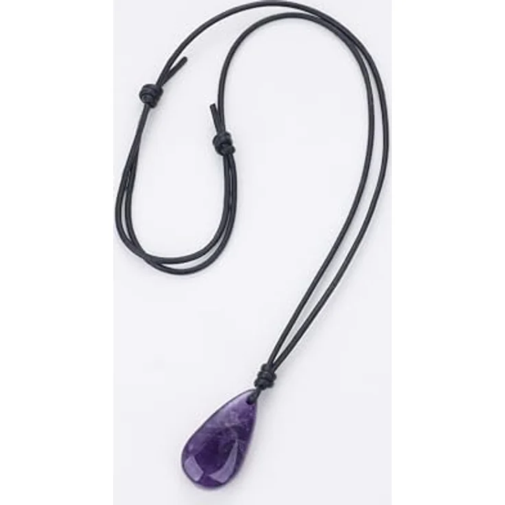 COAI Leder Halskette mit Amethyst Anhänger in Engel Träne Design, verstellbar von 38cm bis 68cm für Damen und Herren – Bild 5