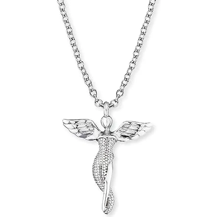 Engelsrufer Halskette Damen, Sterling Silber mit Engel Anhänger und Silberperlen, verstellbar in zwei Längen, nickelfrei, Allergiker freundlich