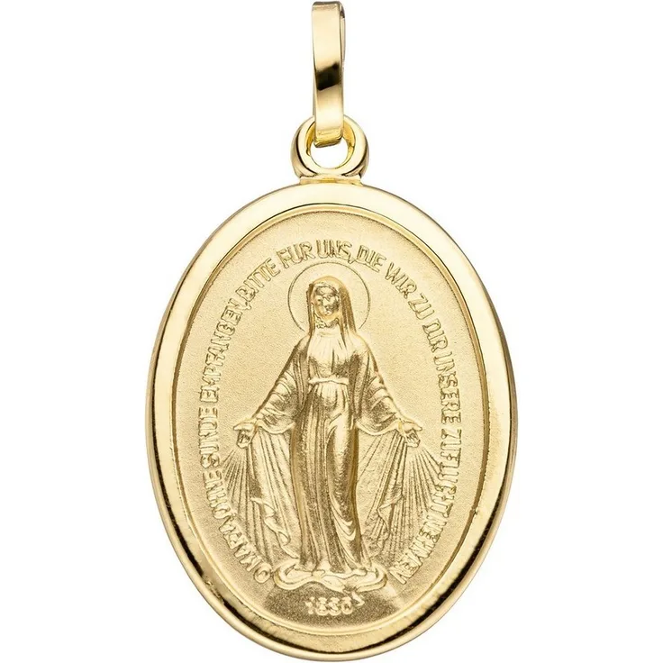 JOB Kettenanhänger Milagrosa oval, 333 Gelbgold, teilmattiert, 21,2 mm Höhe