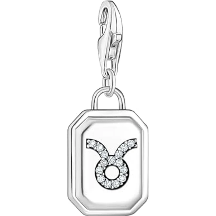 THOMAS SABO Charm-Anhänger Sternzeichen Stier, 925er Sterlingsilber, geschwärzt mit Steinen – Bild 1