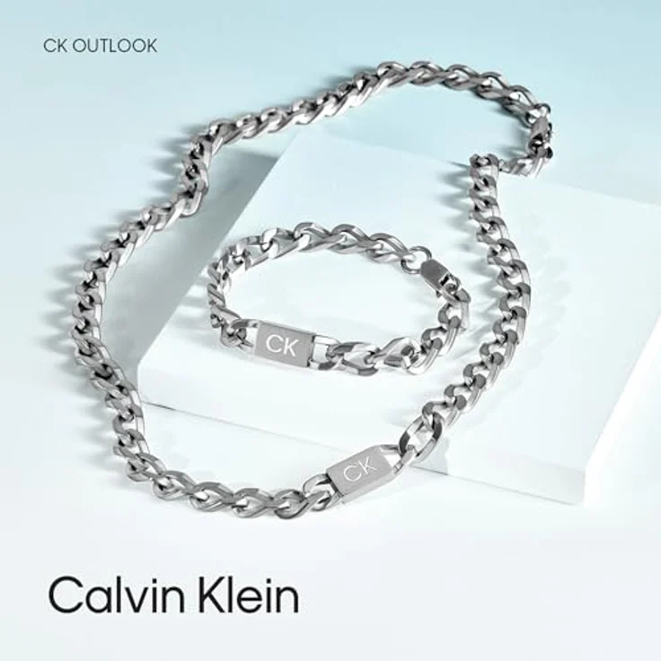 Calvin Klein Gliederhalskette für Herren, Edelstahl gebürstet, 61 cm mit graviertem Logo und Karabinerverschluss - Kollektion OUTLOOK, Art. 35000251 – Bild 5