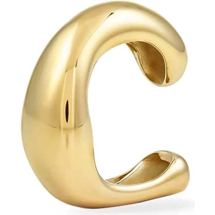 COPENHAGEN STUDIOS Organics Ear Cuff, gold, aus poliertem Edelstahl mit 14K Vergoldung, wasserfest, hautfreundlich, organisches Design