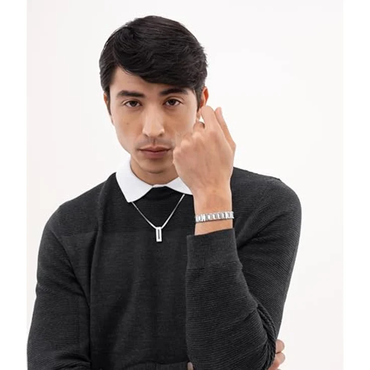HUGO BOSS CANDOR JEWELRY Halskette mit Anhänger für Herren aus Edelstahl, skulpturaler Look, 609 mm lang, Karabinerverschluss – Bild 4