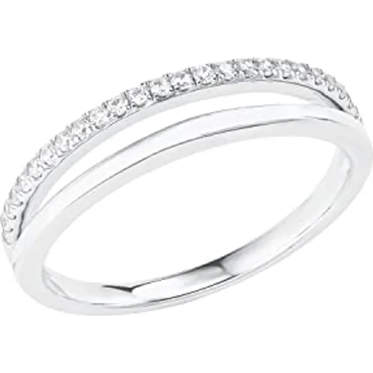 s.Oliver Ring 925 Sterling Silber, Damenring mit 26 Zirkonia-Steinen, 5 mm breit, in Schmuck Geschenk Box