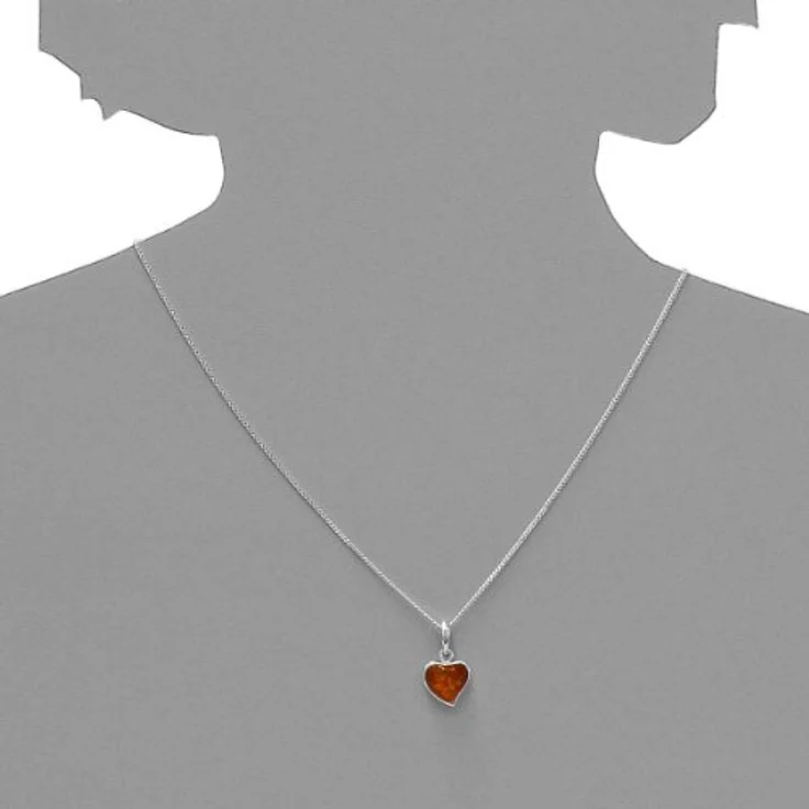 InCollections Damen-Anhänger 925/000 Sterlingsilber mit Bernstein, Herz, funkelndes Design, ideales Geschenk – Bild 5